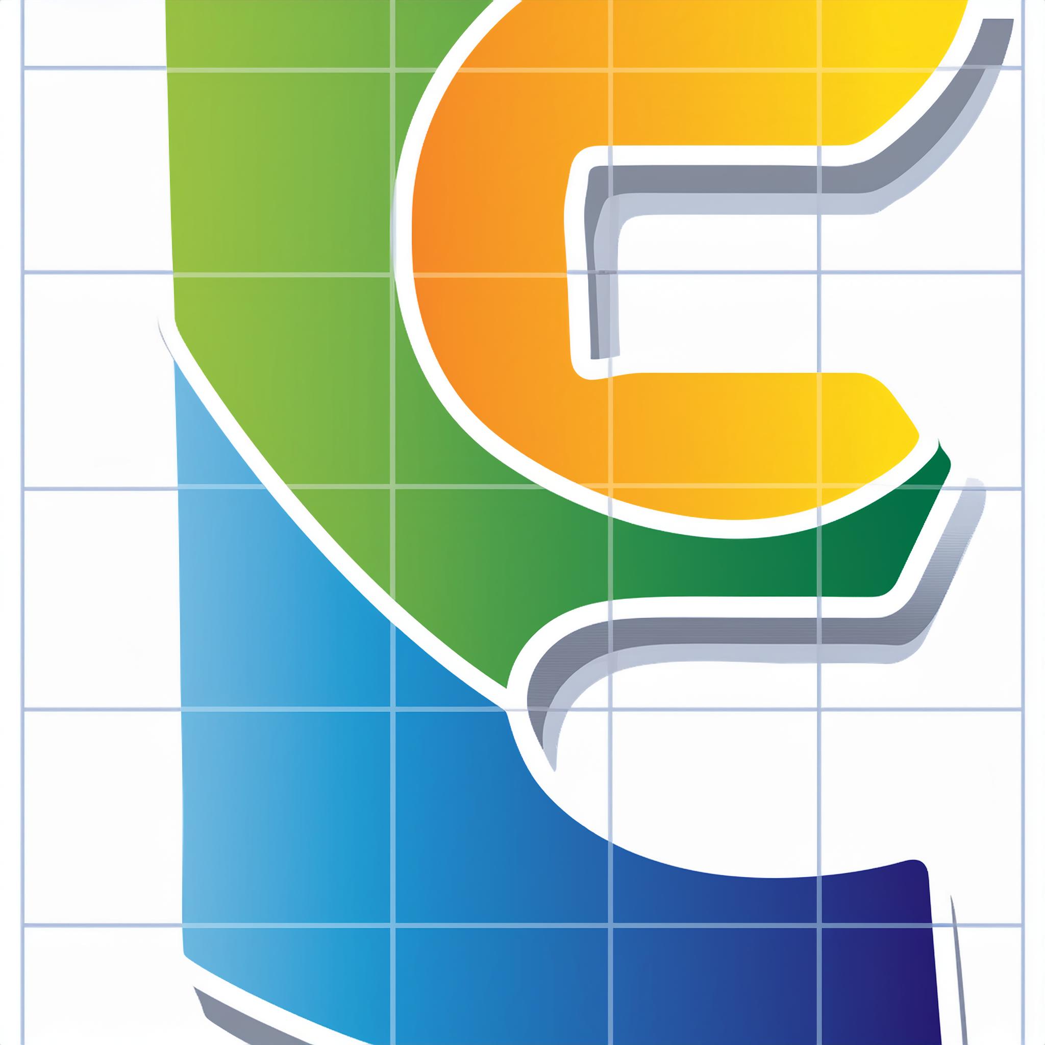 Generate a logo based on the upper case letter E. Use the primary colors blue, green and yellow. There is a lower case letter e at the top right part of the logo. Make the logo looks somewhat corporate and professional, but warm and inviting. No grid lines.